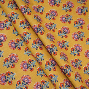Mustard Yellow Floral Print Cotton Fabric AFI-29561 - TradeUNO