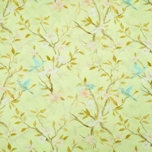 Pista Green floral print Pure Linen Fabric GTS-31338 - TradeUNO