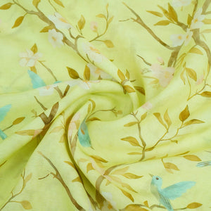 Pista Green floral print Pure Linen Fabric GTS-31338 - TradeUNO