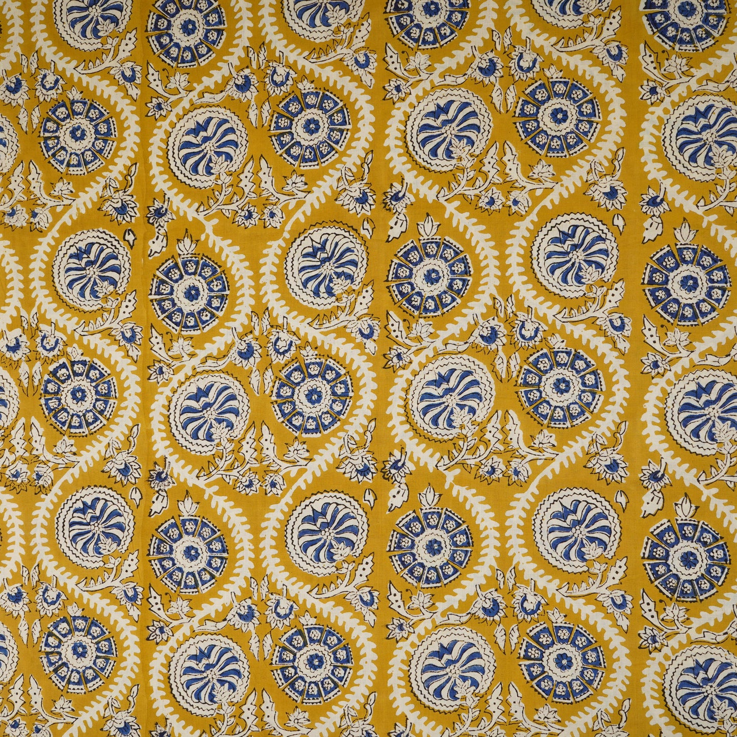 Mustard Floral Print Cotton Fabric AFI-29599