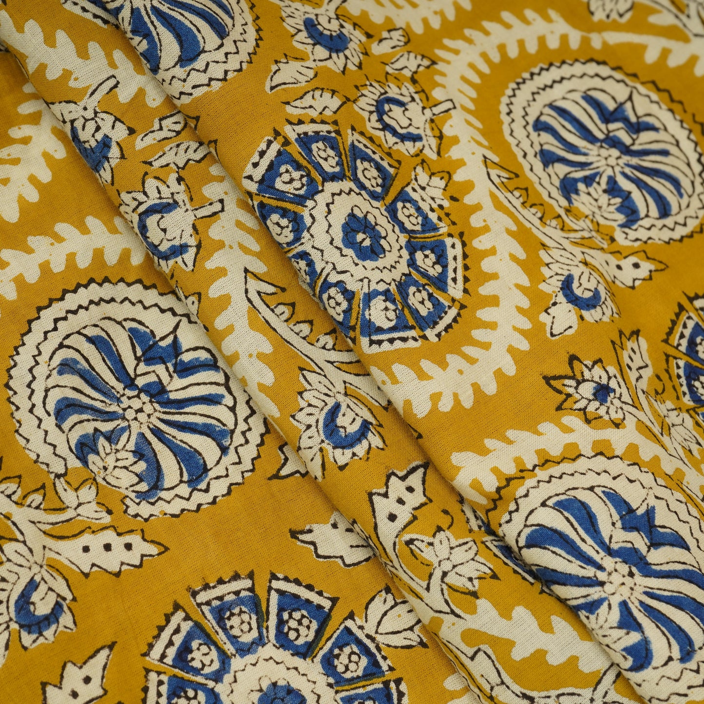 Mustard Floral Print Cotton Fabric AFI-29599