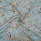Ice Blue floral print Pure Linen Fabric GTS-31340