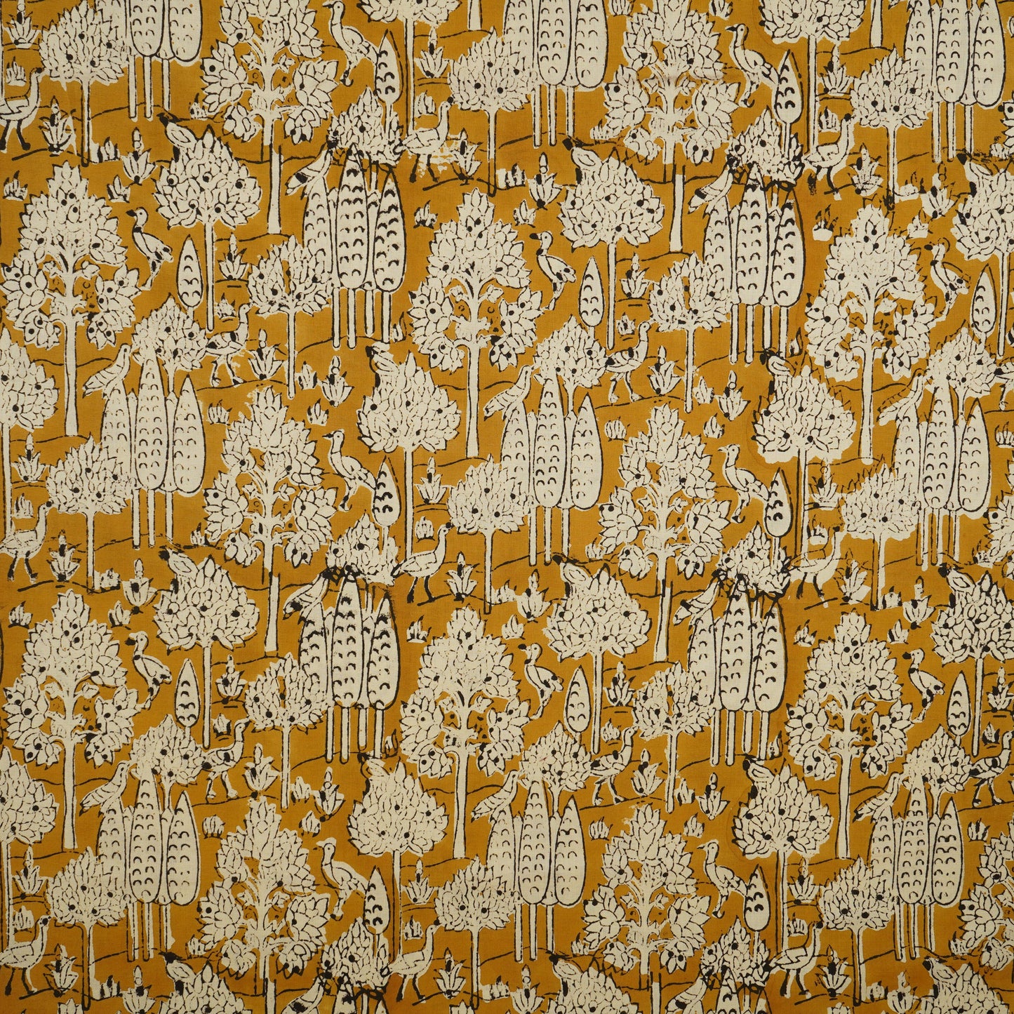 Mustard Kalamkari print Cotton Fabric AFI-29597