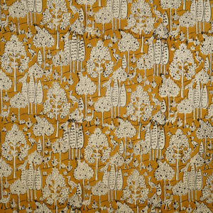 Mustard Kalamkari print Cotton Fabric AFI-29597 - TradeUNO