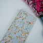 Ice Blue floral print Pure Linen Fabric GTS-31340