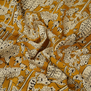Mustard Kalamkari print Cotton Fabric AFI-29597 - TradeUNO
