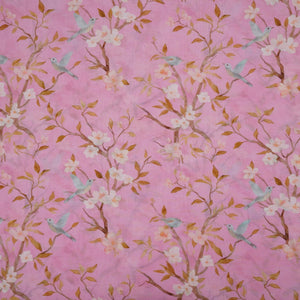 Blush Pink floral print Pure Linen Fabric GTS-31337 - TradeUNO