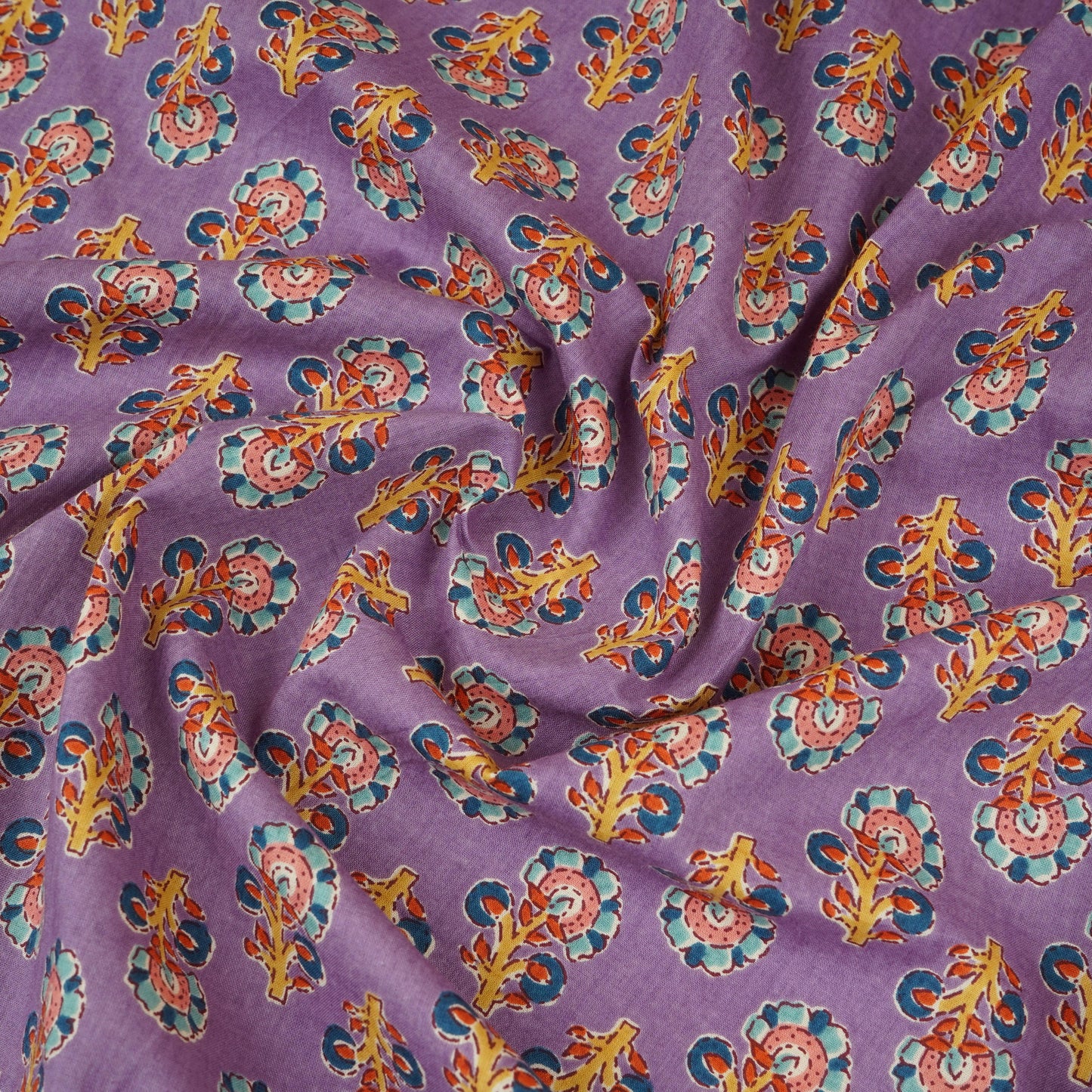Purple Floral Print Cotton Fabric AFI-29549