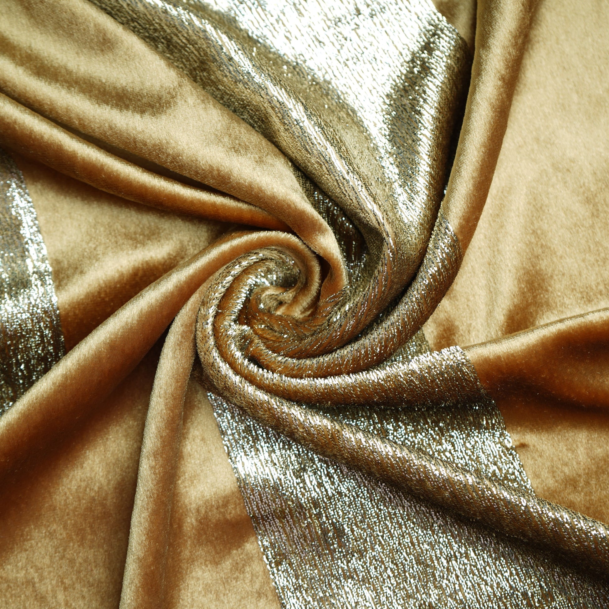 Beige Metalic Stripes Valvet Fabric 18797