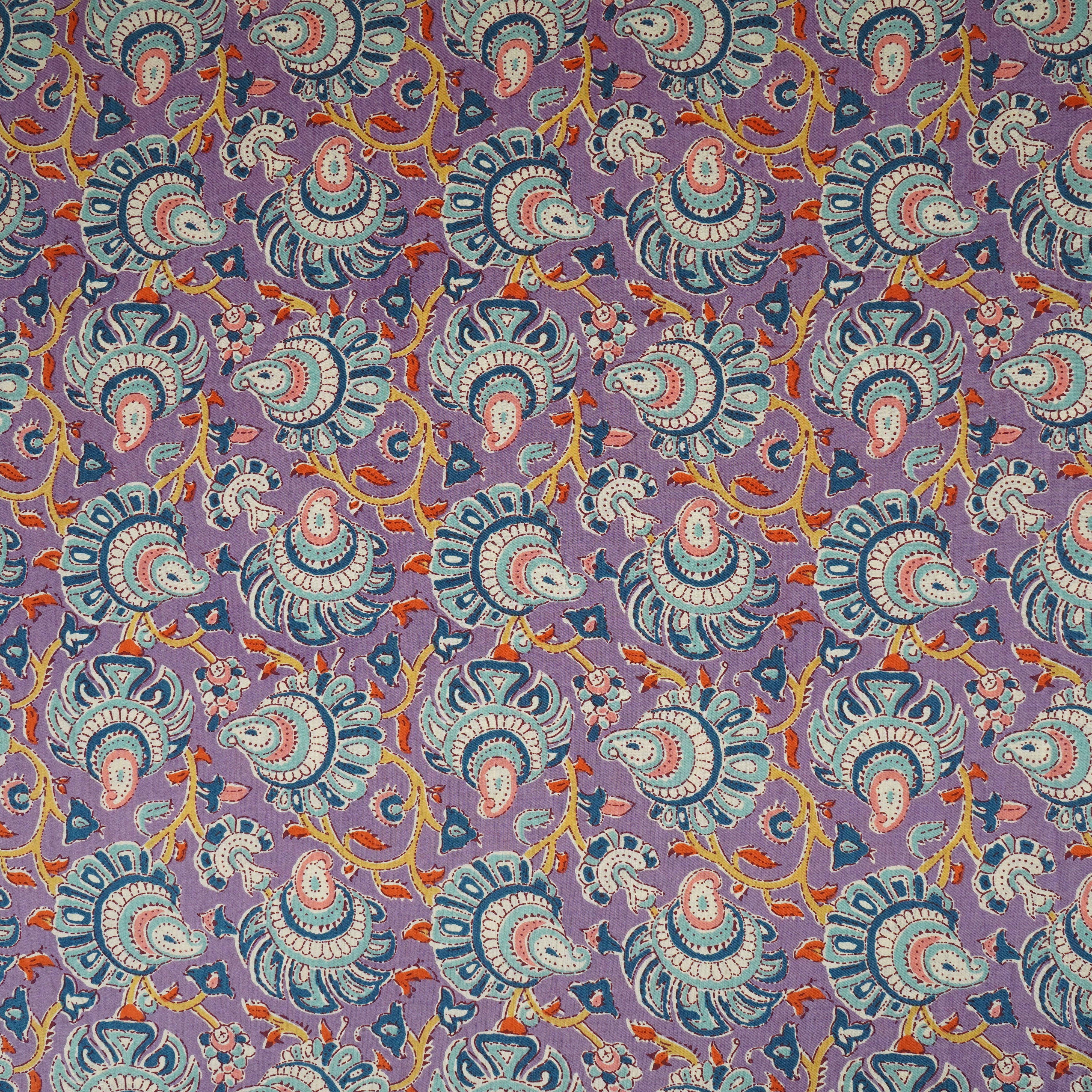 Purple Floral Print Cotton Fabric AFI-29553 - TradeUNO