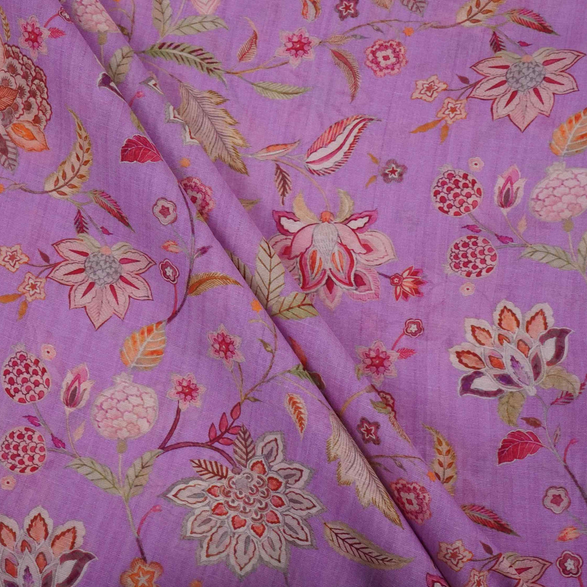 Lavender Chintz floral print Pure Linen Fabric GTS-31333 - TradeUNO