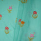 Light Turquoise Floral Print Muslin Fabric GTS-30936
