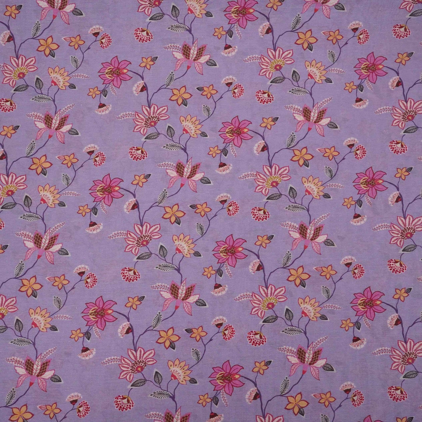 Lilac floral print Pure Linen Fabric GTS-31336