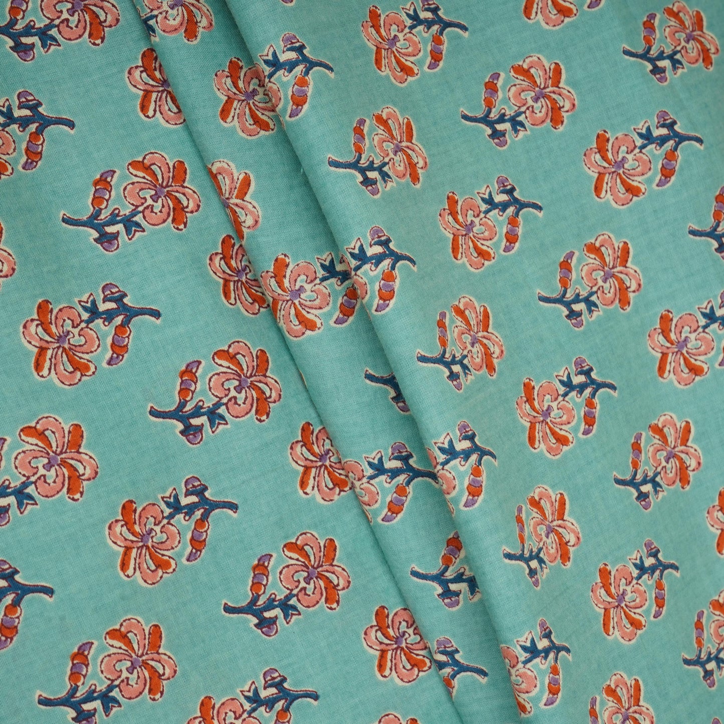 Sea Green Floral Cotton Fabric AFI-29552