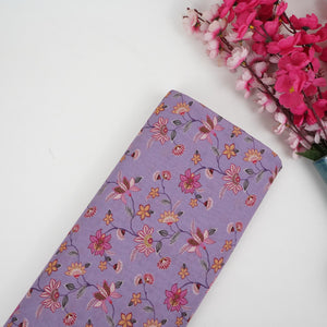 Lilac floral print Pure Linen Fabric GTS-31336 - TradeUNO
