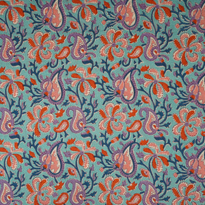Sea Green Paisley Print Cotton Fabric AFI-29554 - TradeUNO