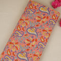 Peach Paisley Print Cotton Fabric AFI-29556