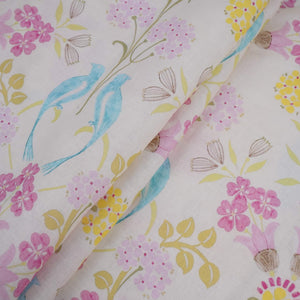Cream Tropical Floral print 40s Pure Linen Fabric VF-31350 - TradeUNO