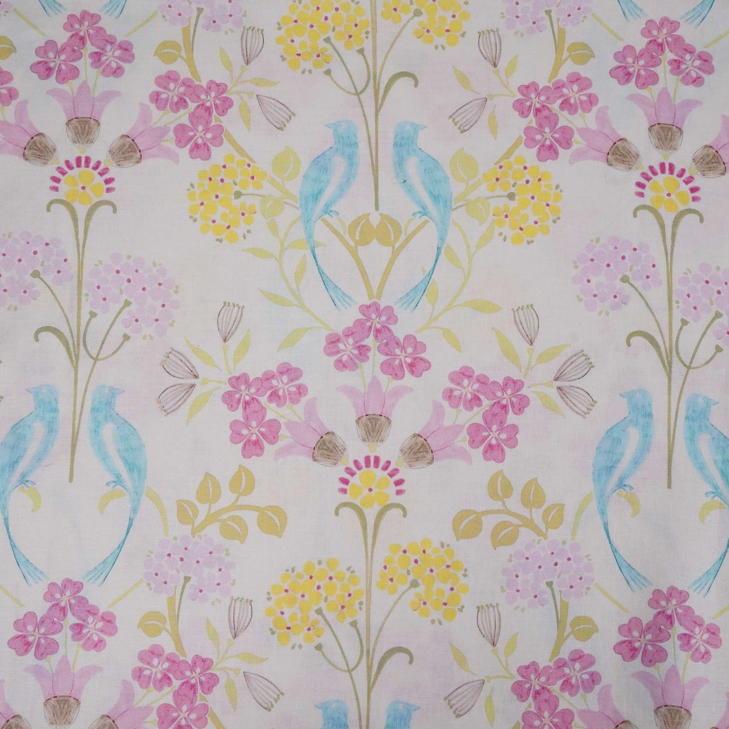 Cream Tropical Floral print 40s Pure Linen Fabric VF-31350