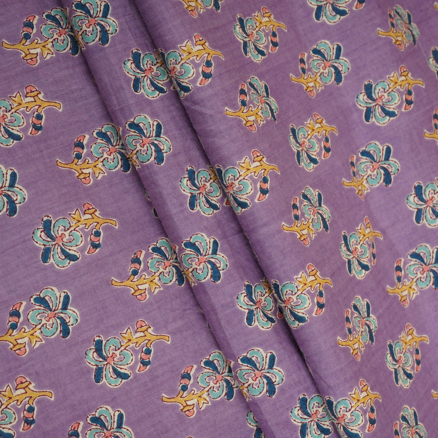 Purple Floral Print Cotton Fabric AFI-29551