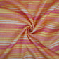 Orange with Multicolor stripes print 40s Pure Linen Fabric VF-31359