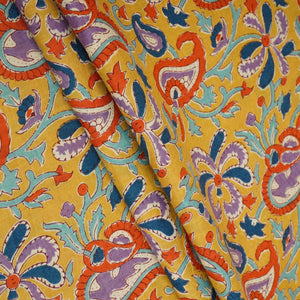 Mustard Yellow Paisley Print Cotton Fabric AFI-29555 - TradeUNO