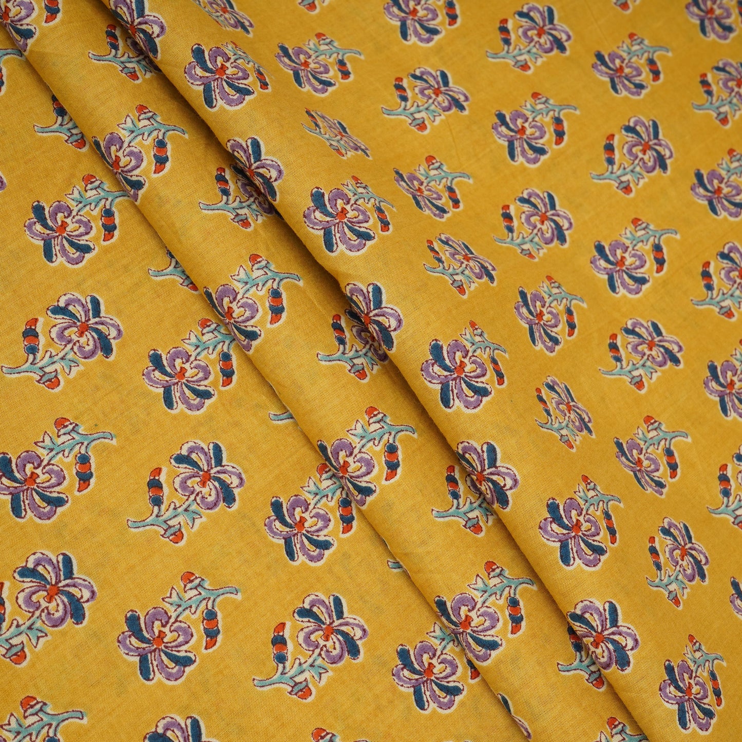 Yellow floral print Cotton Fabric AFI-29560
