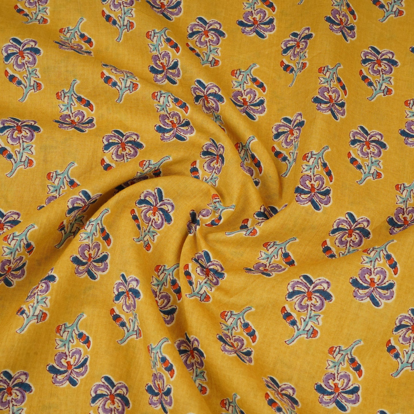 Yellow floral print Cotton Fabric AFI-29560