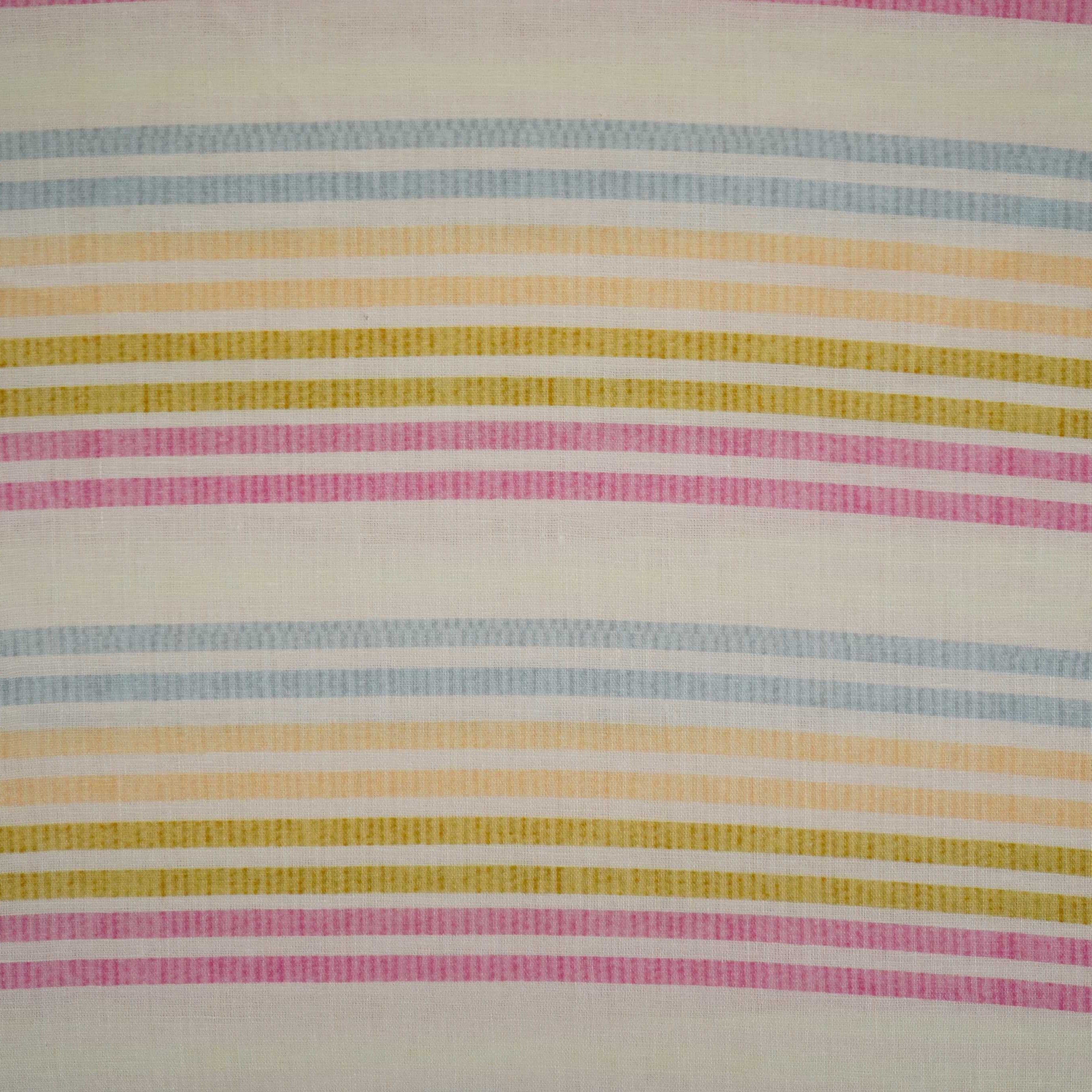 Off White with Multicolor stripes print 40s Pure Linen Fabric VF-31357 - TradeUNO