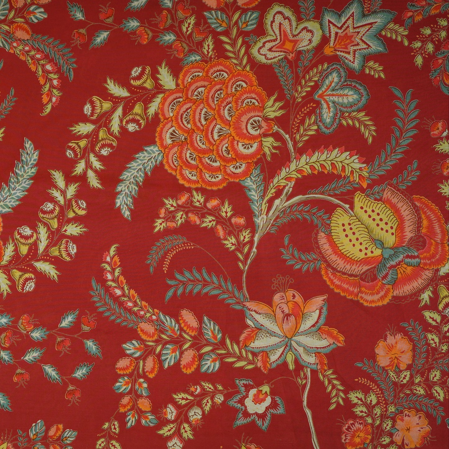 Red Mughal Print Cotton Fabric AFI-29545