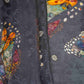 Charcoal Grey floral Jari Jacquard Pure Bemberg Crepe Fabric MTFG-31094