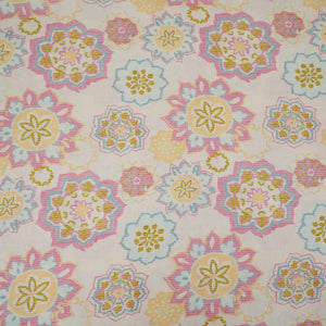 Off White Mandala Floral print 40s Pure Linen Fabric VF-31356 - TradeUNO