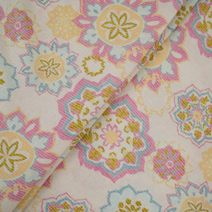 Off White Mandala Floral print 40s Pure Linen Fabric VF-31356 - TradeUNO