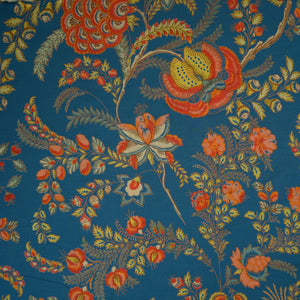 Blue Mughal Print Cotton Fabric AFI-29546 - TradeUNO