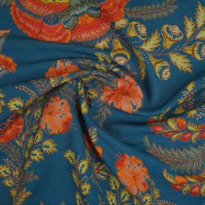 Blue Mughal Print Cotton Fabric AFI-29546 - TradeUNO