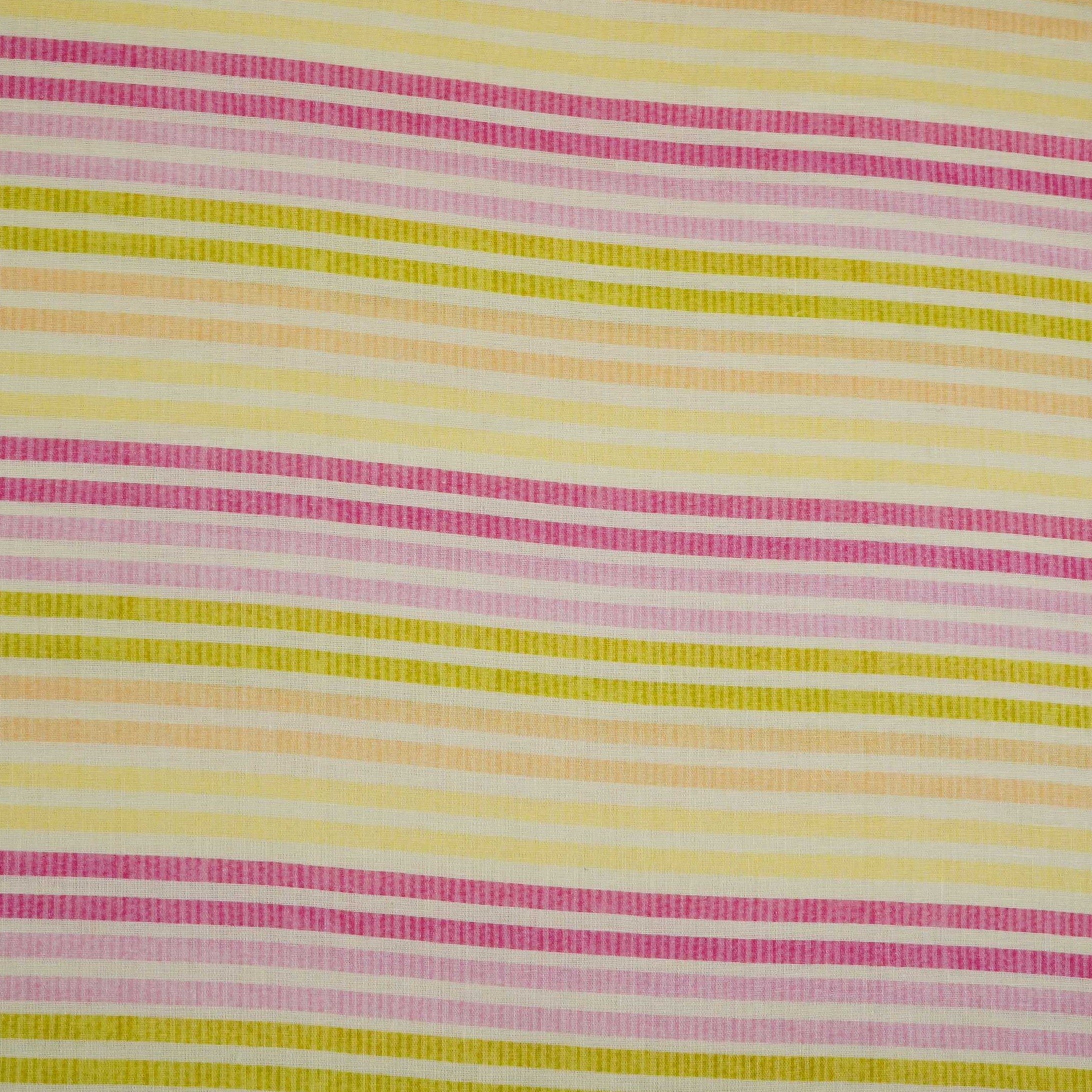 Light Green with Multicolor stripes print 40s Pure Linen Fabric VF-31363 - TradeUNO