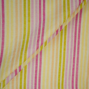Light Green with Multicolor stripes print 40s Pure Linen Fabric VF-31363 - TradeUNO