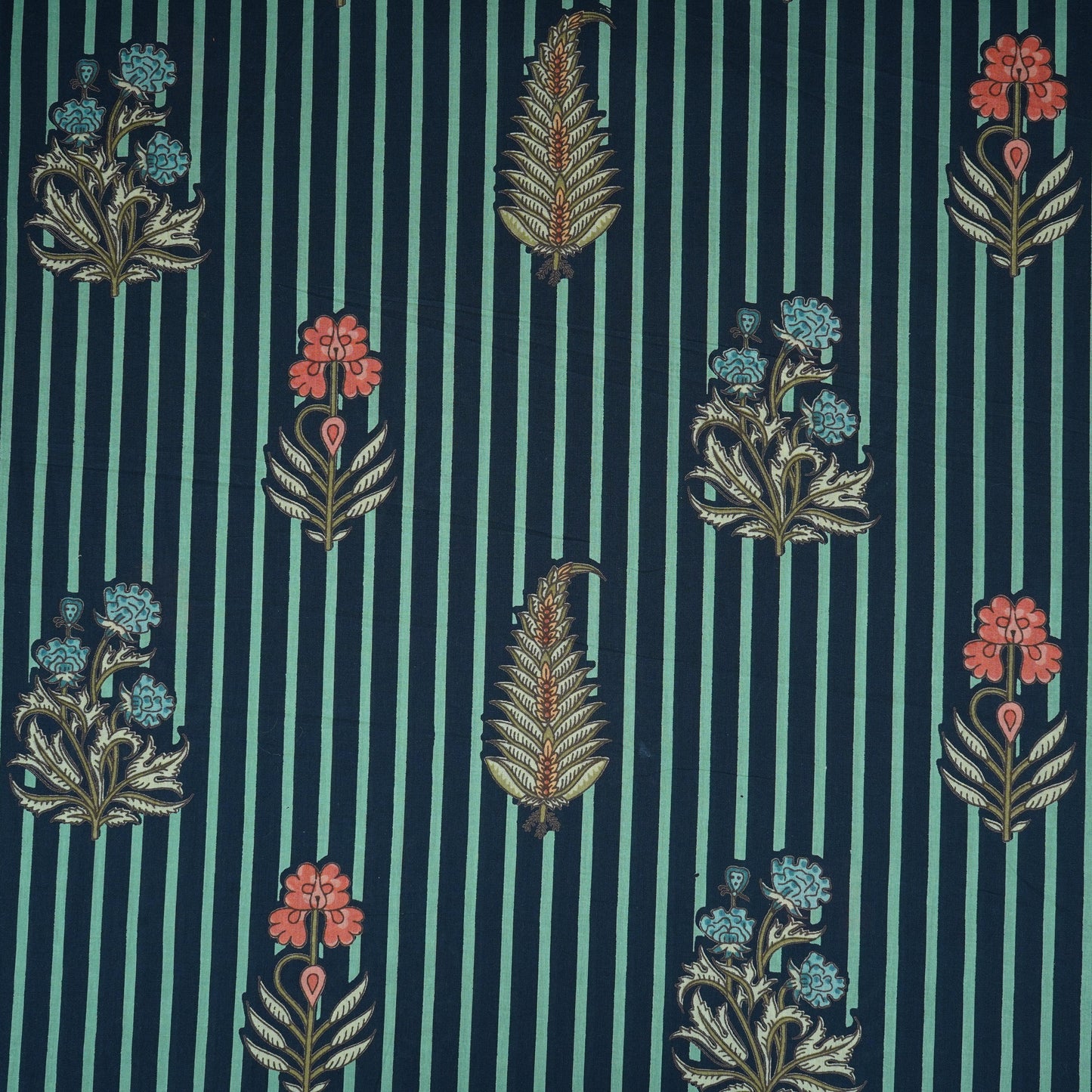 Navy Blue handblock Print Cotton Fabric AFI-29565
