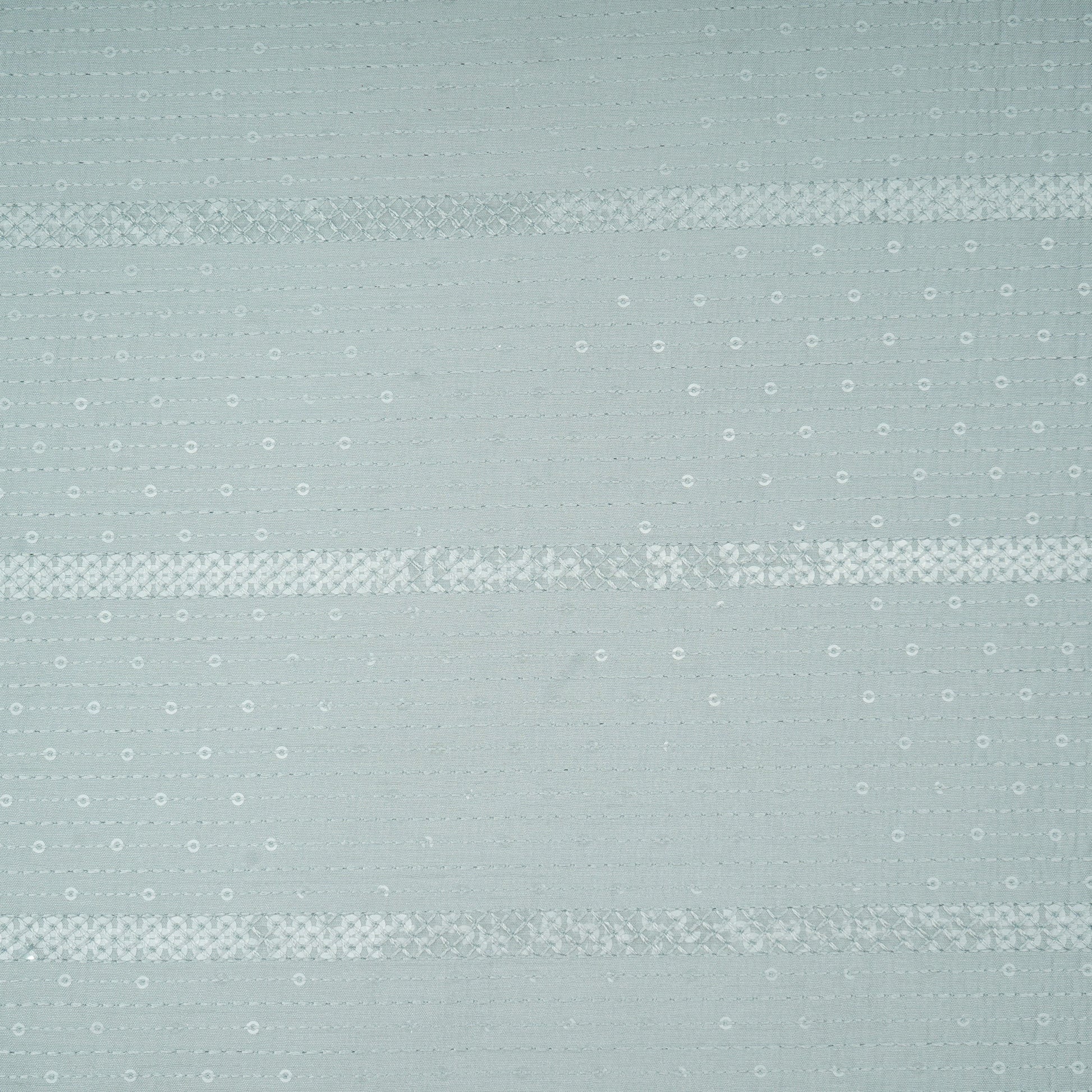 Powder Blue Thread Sequins Embroidery Russian Silk Fabric 19531