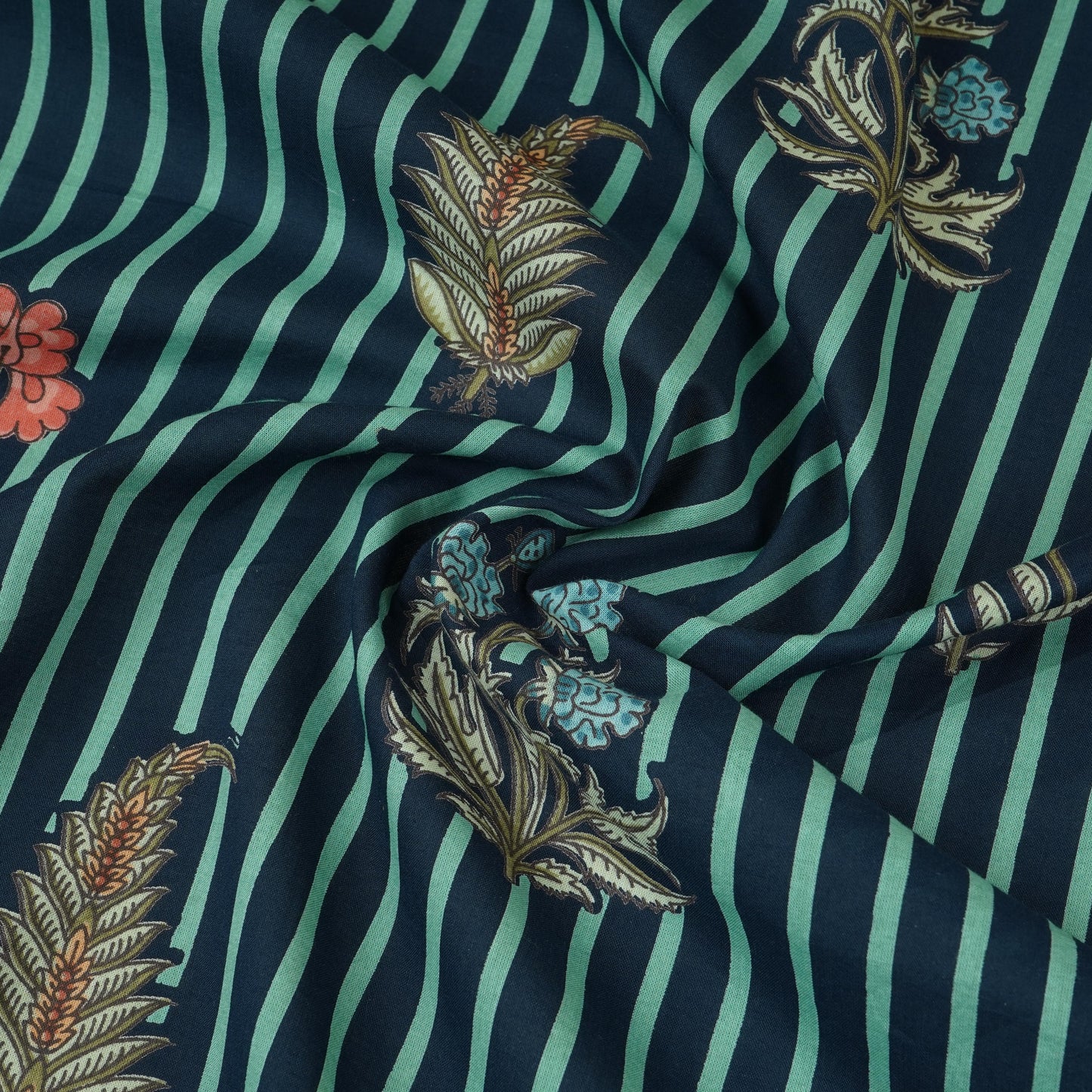 Navy Blue handblock Print Cotton Fabric AFI-29565