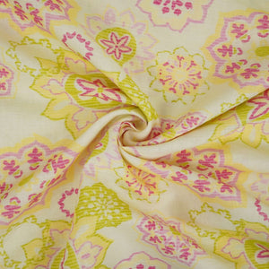 Light Green Mandala Floral print 40s Pure Linen Fabric VF-31362 - TradeUNO