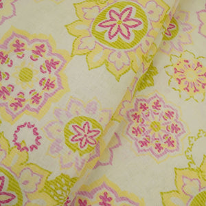 Light Green Mandala Floral print 40s Pure Linen Fabric VF-31362 - TradeUNO