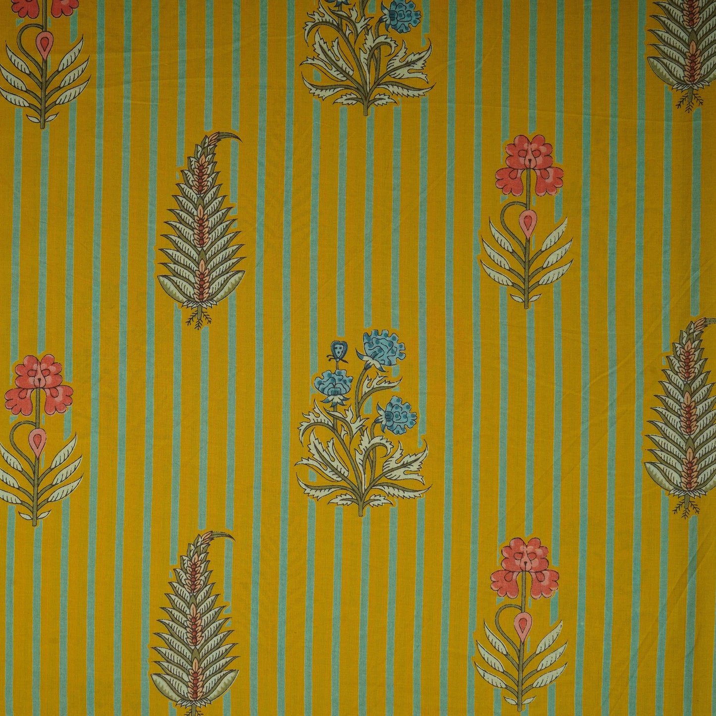 Mustard handblock Print Cotton Fabric AFI-29564
