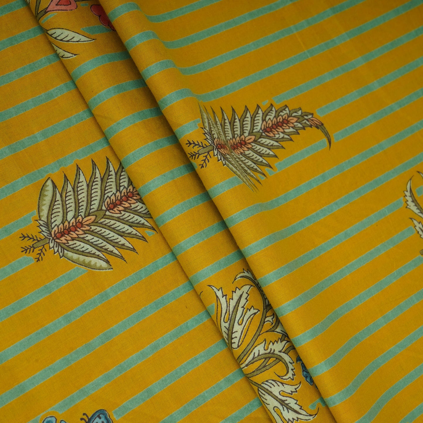 Mustard handblock Print Cotton Fabric AFI-29564