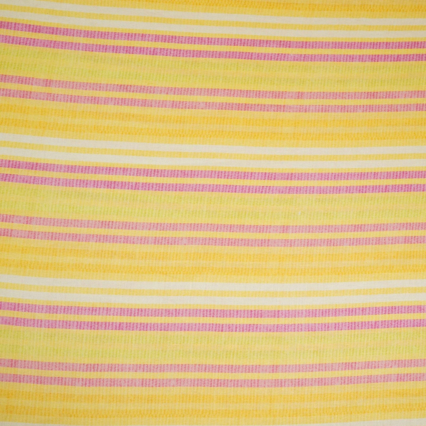 Yellow with Multicolor stripes print 40s Pure Linen Fabric VF-31361
