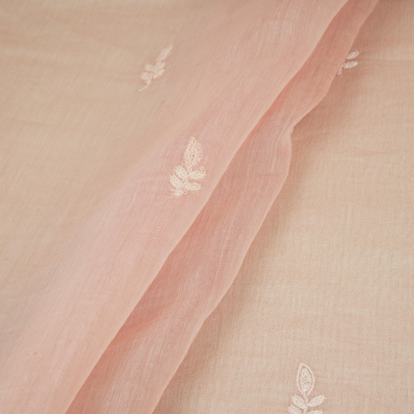 Pink Chikankari embroidery with Tissue border Mul Chanderi Fabric SNA-29636