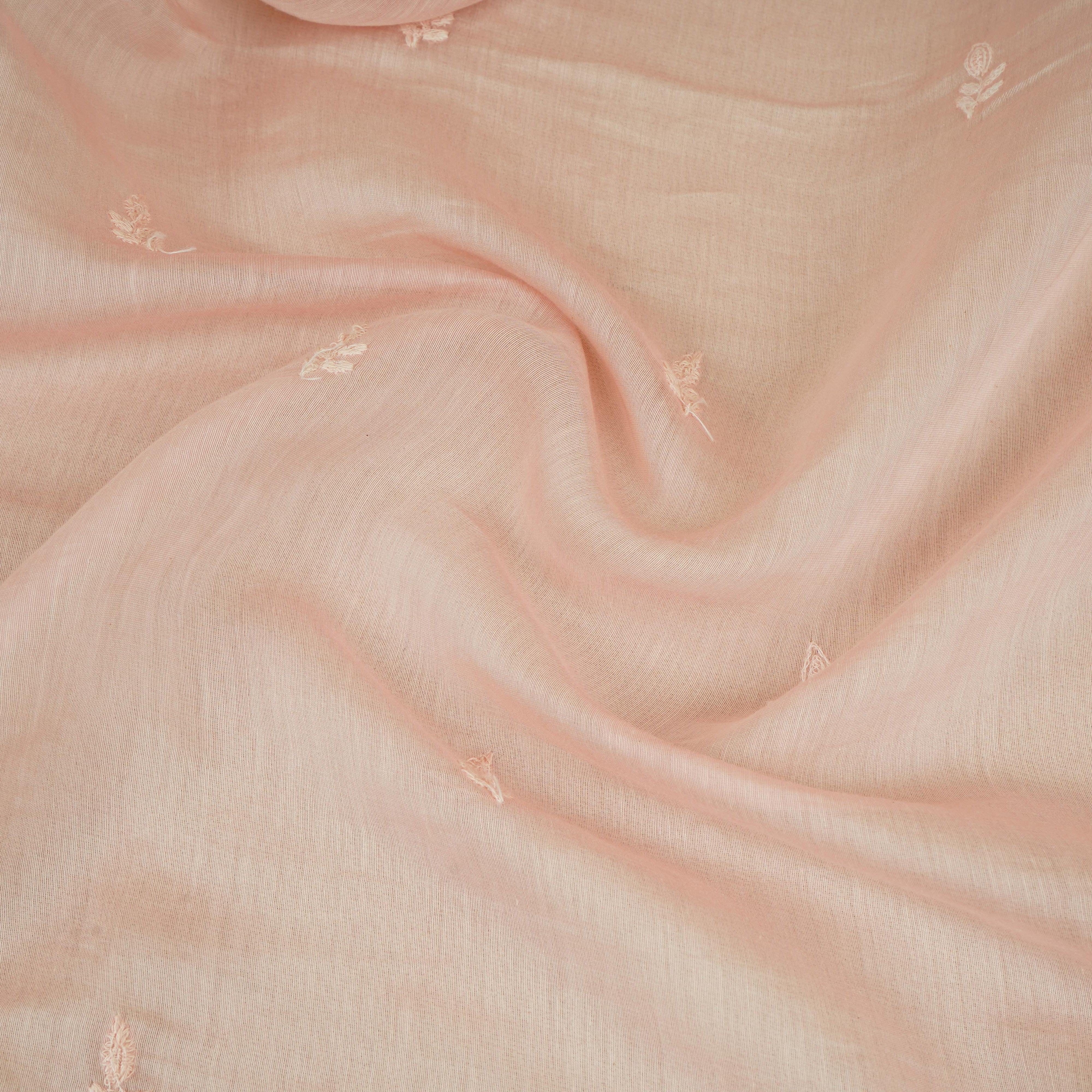 Pink Chikankari embroidery with Tissue border Mul Chanderi Fabric SNA-29636 - TradeUNO