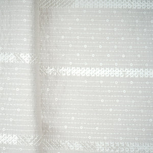 Light Beige Thread Sequins Embroidery Russian Silk Fabric 19532