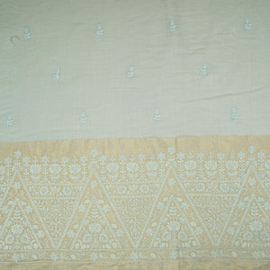 Sky Blue Chikankari embroidery with Tissue border Mul Chanderi Fabric SNA-29638 - TradeUNO