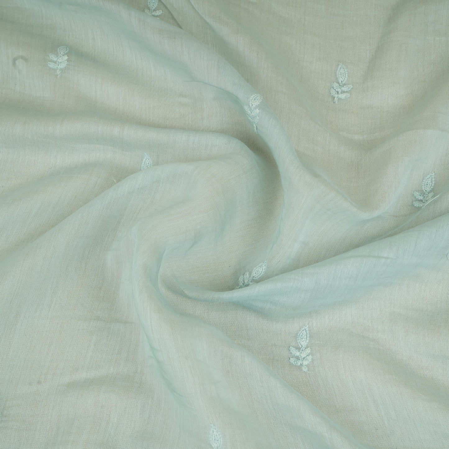 Sky Blue Chikankari embroidery with Tissue border Mul Chanderi Fabric SNA-29638
